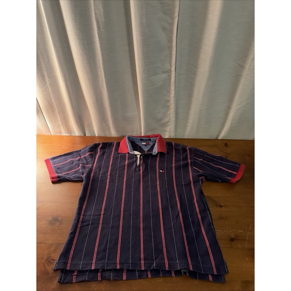90's VTG Tommy Hilfiger Shirt Striped Polo FLAG‎ original XL